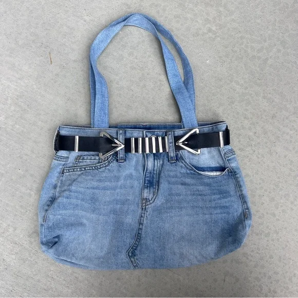 UPCYCLED DENIM BAG / The Bella Belted Shopper